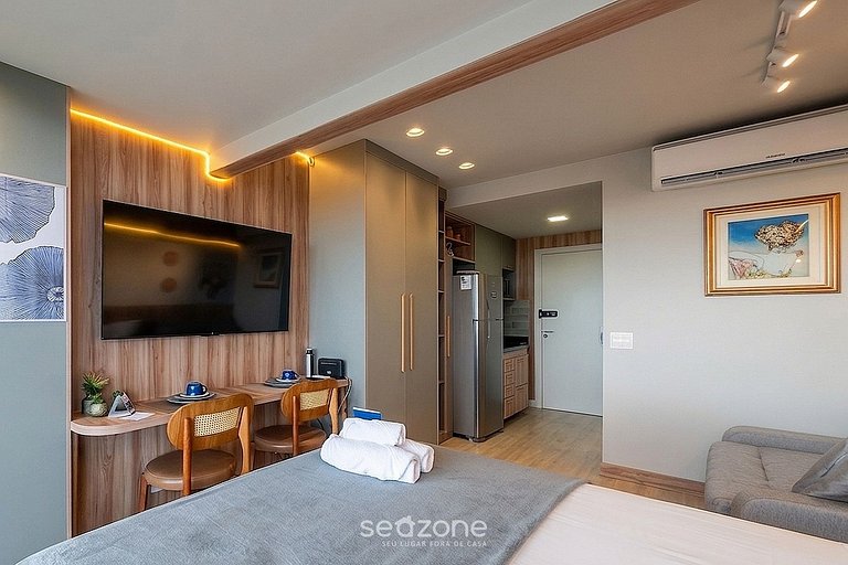 Studio em Cond. c/ Piscina e Vista Mar EDF0907