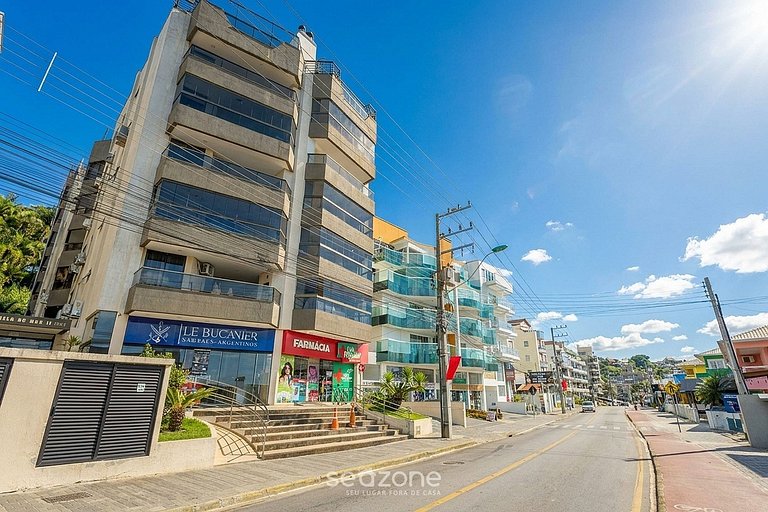Apto. c/ Churrasq. e Vista Mar a 70m Praia EM0302