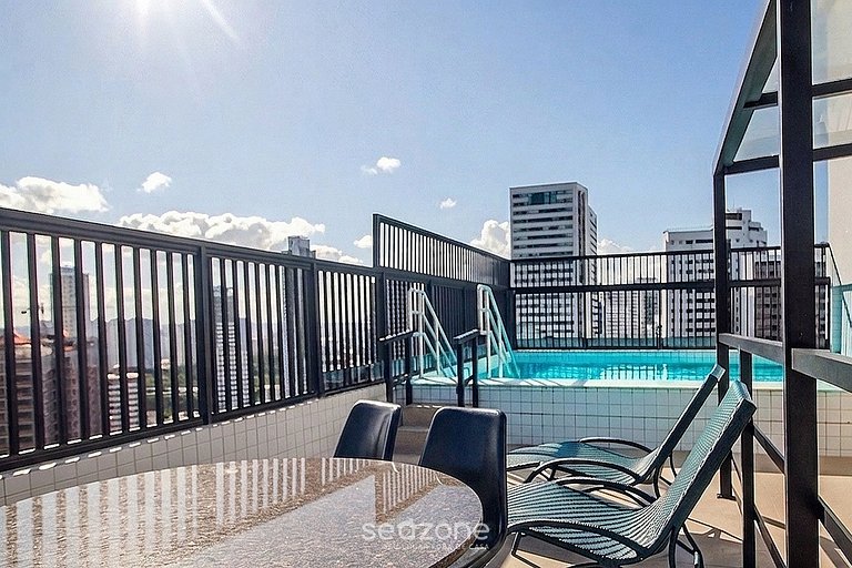 Studio em Cond. c/ Piscina e Vista Cid. GOL1705