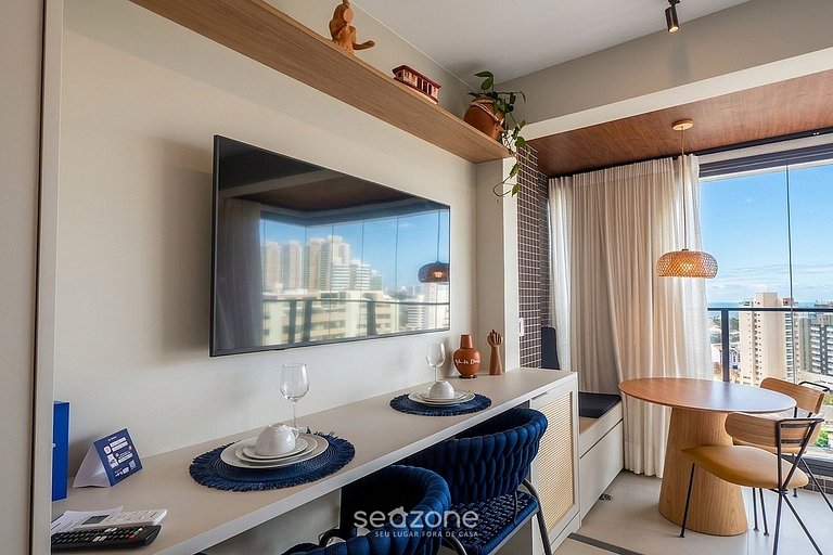Studio em Cond. c/ Piscina e Vista Mar BEA1509