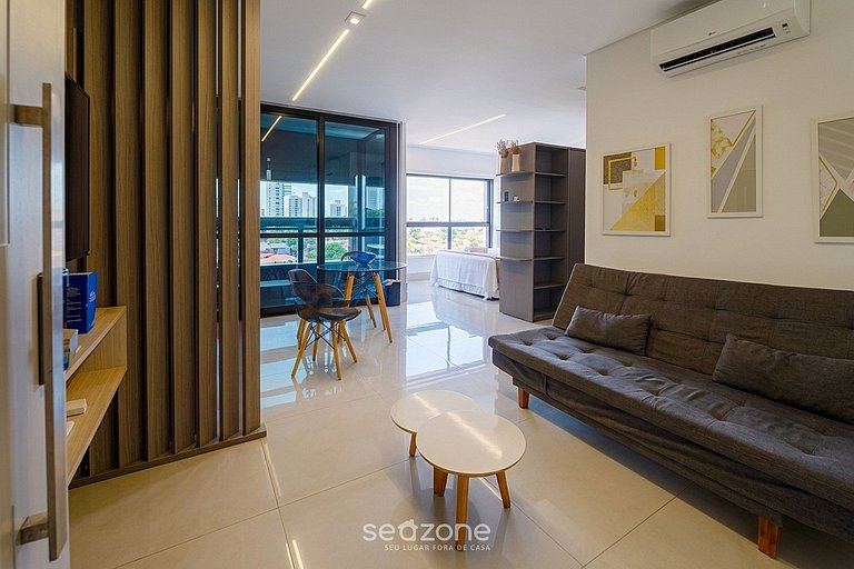 Studio em Cond. c/ Piscina e Vista Cid. VEO0507