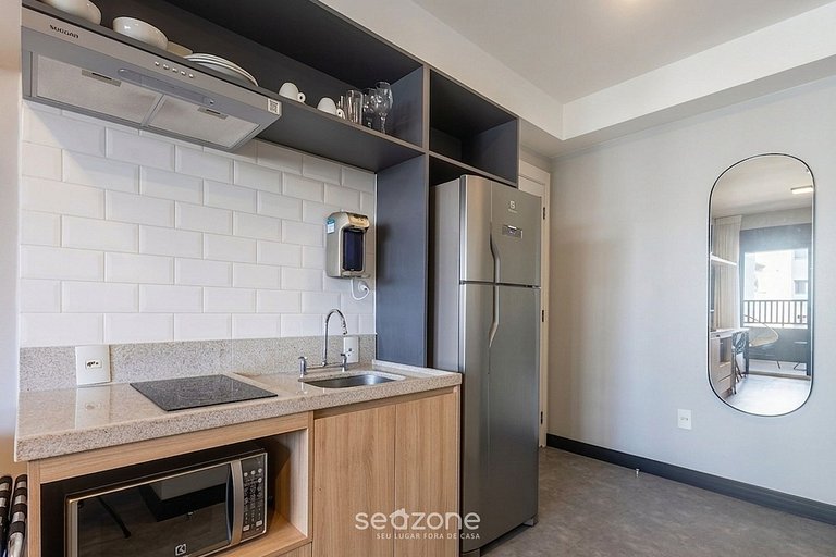 Studio em Cond. c/ churrasq. e Vista Cid. HMI0219