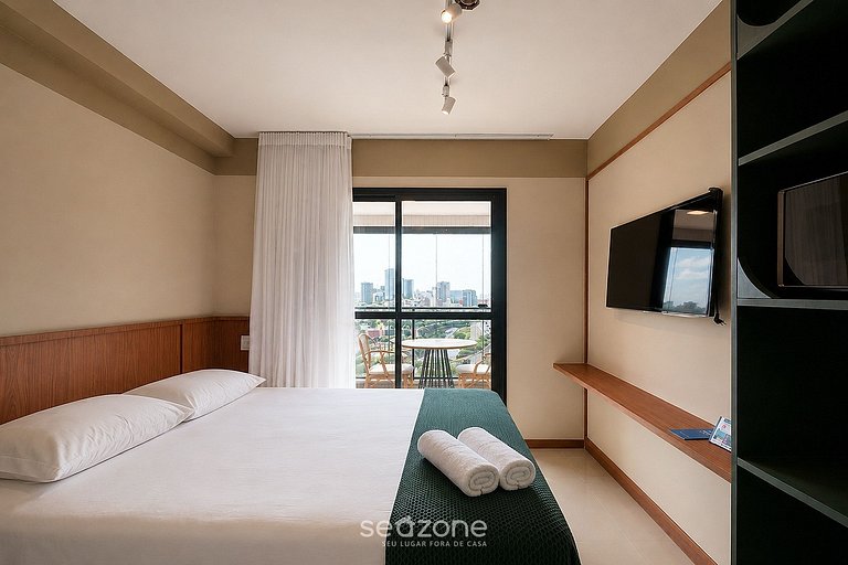 Studio c/ Vista p/ Mar a 830m da Praia JDN1016