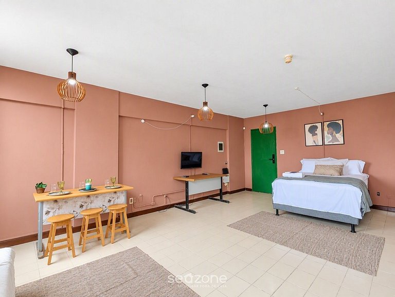 Studio c/ vista p/ Mar a 750m da Praia LCS0504
