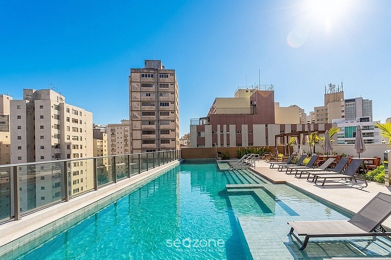 Studio em Cond. c/ Piscina e Vista Cid. ACP0821