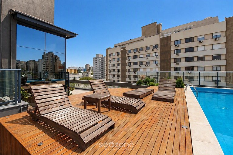 Studio em Cond. c/ Piscina e Vista Cid. TBF0608