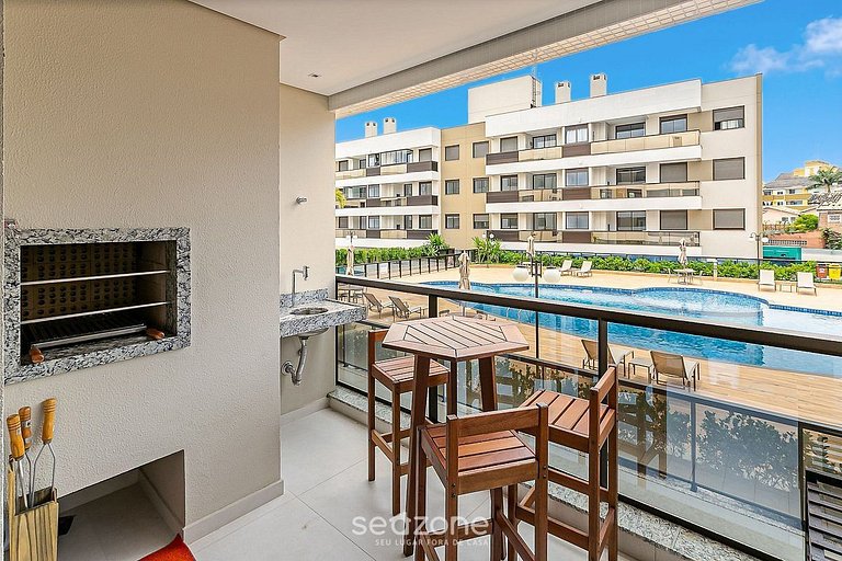 Moderno apto 2min da praia c/churrasq ADC105