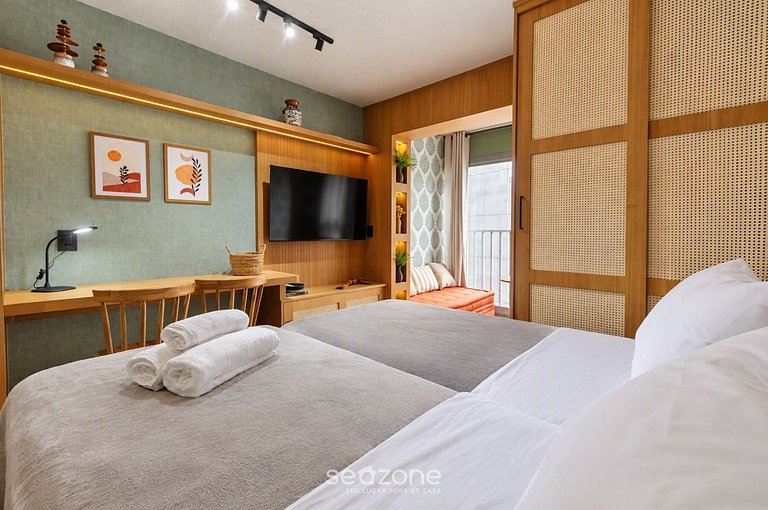 Studio bien ubicado en Condo. c/ Piscina FBG0518