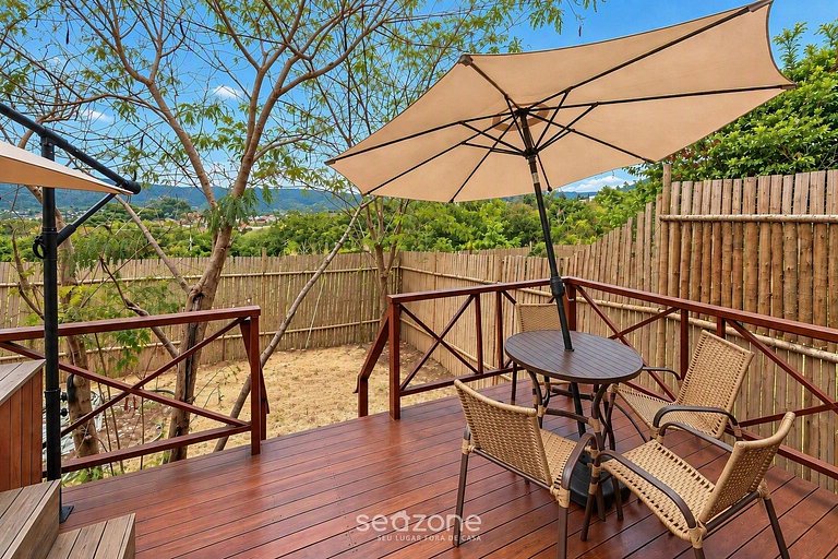Cabaña con hidromasaje en condominio con piscina